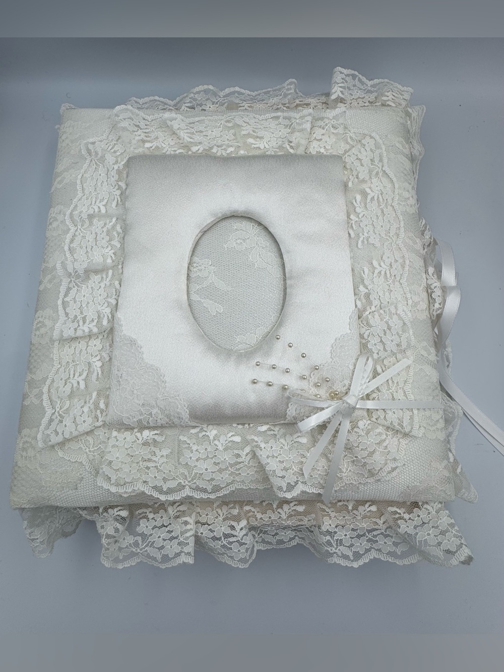 Vintage Wedding Photo Album White Padded Lace Pearl Bridal 100 Pages Handmade